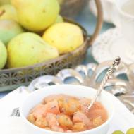 Pear wine - aromatic and very light alcoholic drink Pear jam with champagne