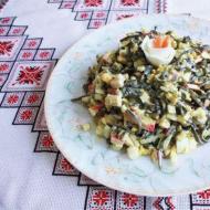 Salad kepiting yang lezat dengan kubis Kepiting kubis tongkat jenis salad apa yang akan dibuat