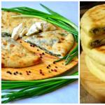 Adyghe पनीर और जड़ी बूटियों के साथ स्वादिष्ट Ossetian पाई